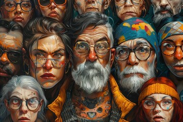 Obraz premium A diverse group of individuals with unique styles and expressions, showcasing individuality.