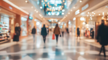 Abstract blurred photo of people shopping inside a department store or shopping mall -