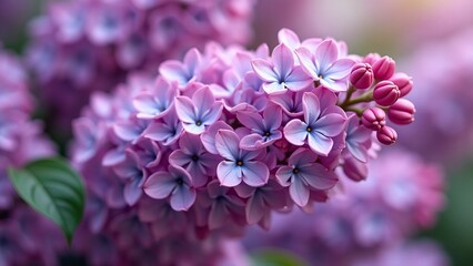 Obraz premium Dense cluster of lilac flowers scene, purple and petal-delicate