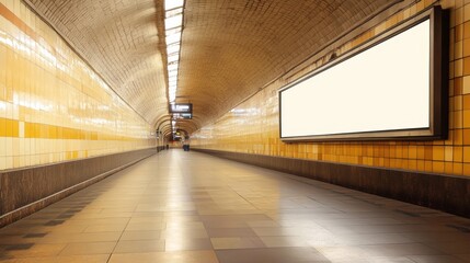 Naklejka premium blank billboard and in an underground tunnel