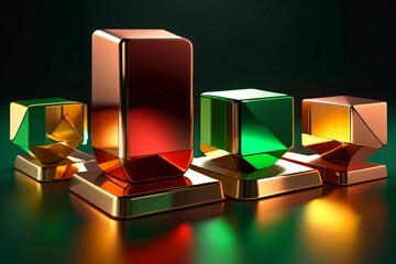 rectangular prism,copper,gold,red,green,yellow,spiritual,realistic,detailed