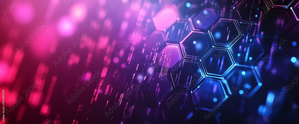 Poster a colorful image of a hexagon with a blue background