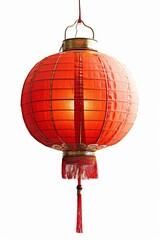 Obraz premium Red Chinese lantern with a gold frame hanging from a gold string