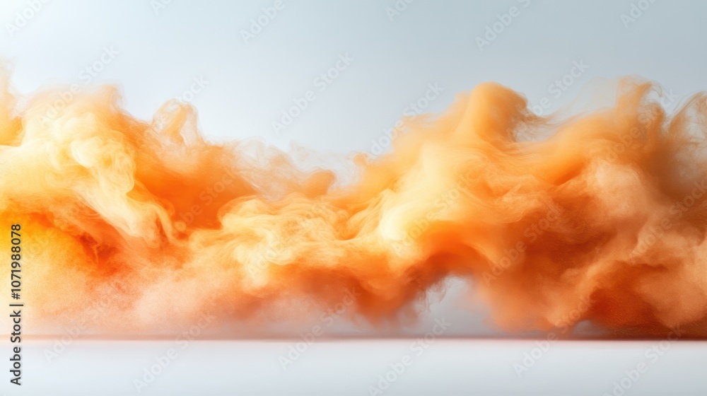 Poster an energetic burst of orange smoke moves dynamically across the scene, creating an engaging visual d