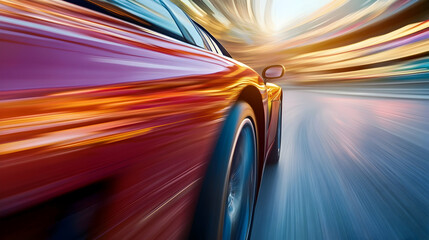 Obraz premium Fast car with speed blur on motion blur background -
