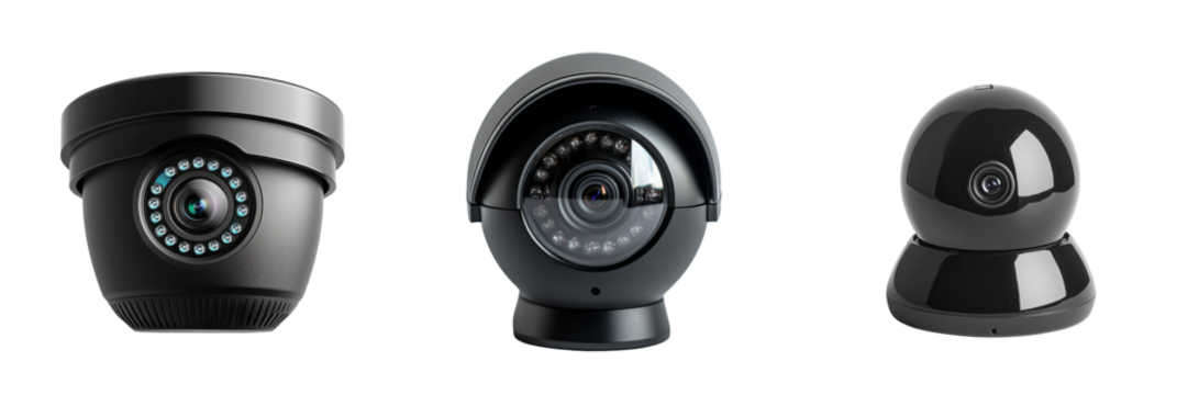 Modern security camera with sleek design and night vision on a transparent background
 - Powered by Adobe