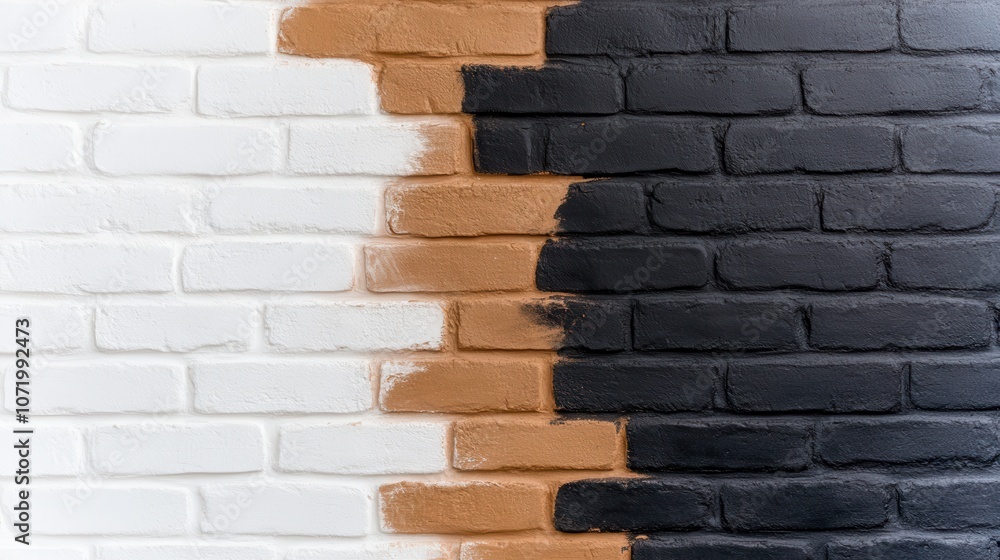 Poster the image showcases an immaculate color gradient on a brick wall, transitioning smoothly from black 