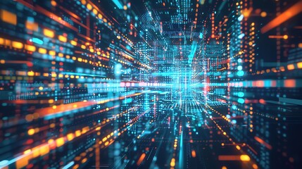 Obraz premium Digital Technology Future Internet Network - a futuristic and innovative visual. The white background emphasizes the connectivity and modernity of the digital network.