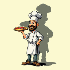 cuoco mostra orgoglioso la sua pizza 01