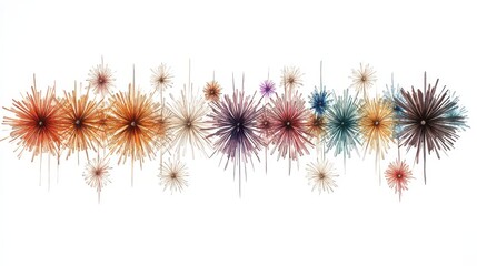 Obraz premium Colorful abstract design featuring starburst shapes in various sizes and hues.