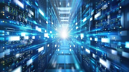 Digital Technology Future Internet Network - a futuristic and innovative visual. The white background emphasizes the connectivity and modernity of the digital network.