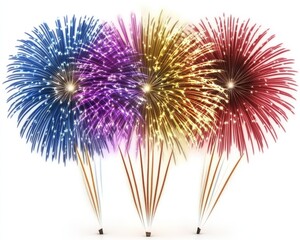 Naklejka premium Colorful fireworks exploding in the night sky, celebrating joy and festivities.