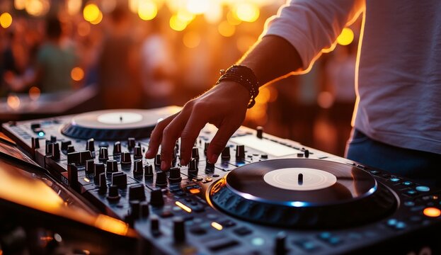A DJ is playing music at a party