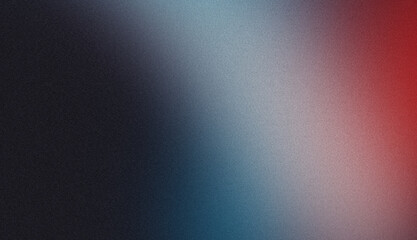 Grainy gradient abstract background, dark noisy poster black backdrop red blue white black color wave banner design,