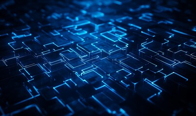Obraz premium A vibrant digital blueprint featuring intricate lines and glowing elements, representing advanced technology and network connections in a dark background.