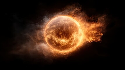 Obraz premium A mesmerizing image of an ethereal celestial body enveloped in a fiery orange aura, capturing the awe and beauty of cosmic phenomena and universal forces.