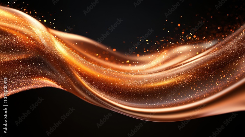 Poster dynamic flow of glowing amber light waves in a fluid and smooth pattern, representing a balance of m