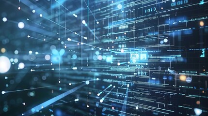 Digital Technology Future Internet Network - a futuristic and innovative visual. The white background emphasizes the connectivity and modernity of the digital network.