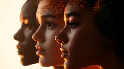 Fototapeta premium Diverse faces in warm light showcasing unique features and expressions