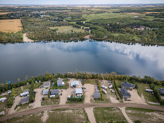 Obraz premium Aerial Drone View of Lucien Lake, Saskatchewan