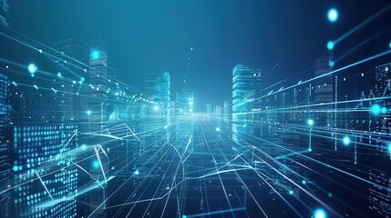 Digital Technology Future Internet Network - a futuristic and innovative visual. The white background emphasizes the connectivity and modernity of the digital network.