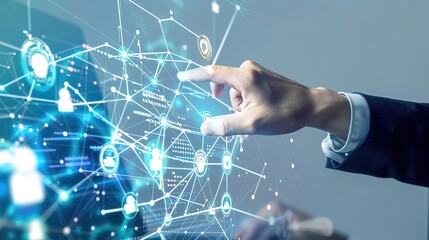 Digital Technology Future Internet Network - a futuristic and innovative visual. The white background emphasizes the connectivity and modernity of the digital network.