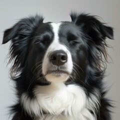 A Border Collie with eyes closed