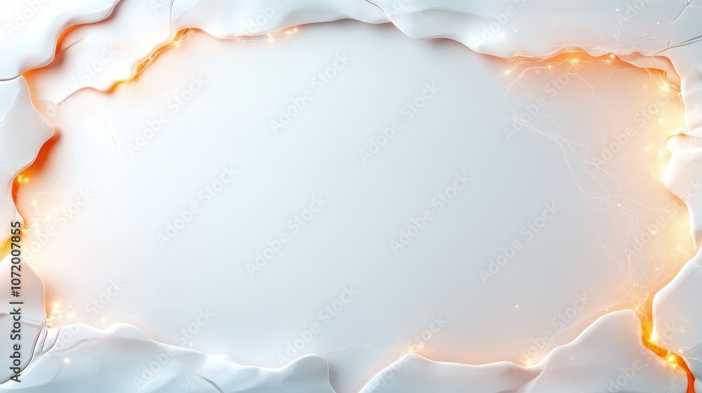Poster this image features an abstract design with a glowing orange light and textured white folds, creatin