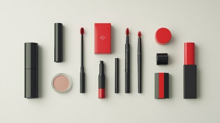 Obraz premium Elegant Makeup Essentials on Soft Background