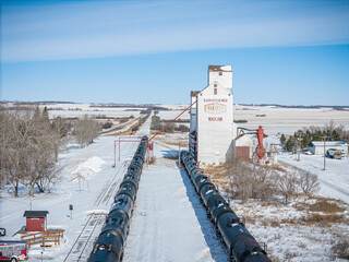 Aerial Drone View of Wakaw, Saskatchewan in Winter