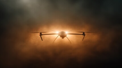 The image shows a drone silhouetted against stunning sunset skies, highlighting the interplay of light and shadow, evoking feelings of freedom and exploration.