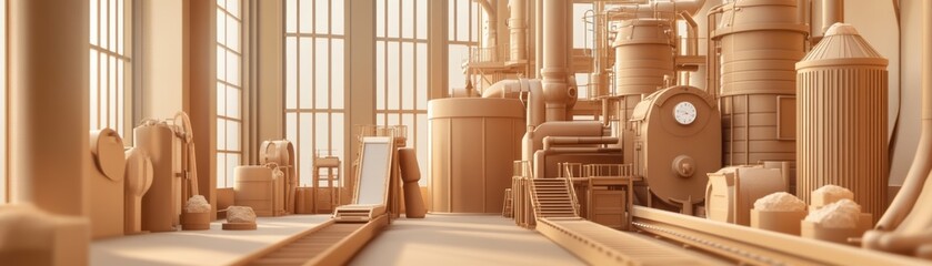 Detailed interior view of a gold processing plant, with tanks, conveyor belts, and separation machinery working in sync