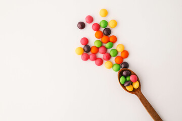 colorful candies isolated on white background. close up of colorful candies. colorful candy background