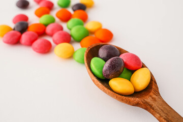 colorful candies isolated on white background. close up of colorful candies. colorful candy background