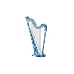 Obraz premium A single harp made of shimmering icicles, glowing with soft blue and silver hues,white background,vector illustration