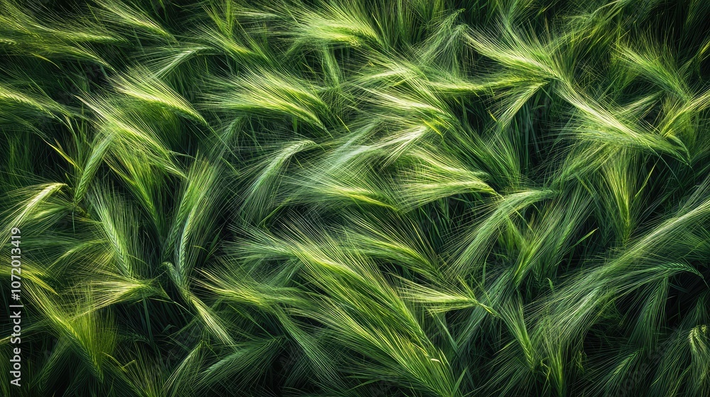 Aufkleber high-angle view of a green grass field with subtle lines and patterns created by the wind.