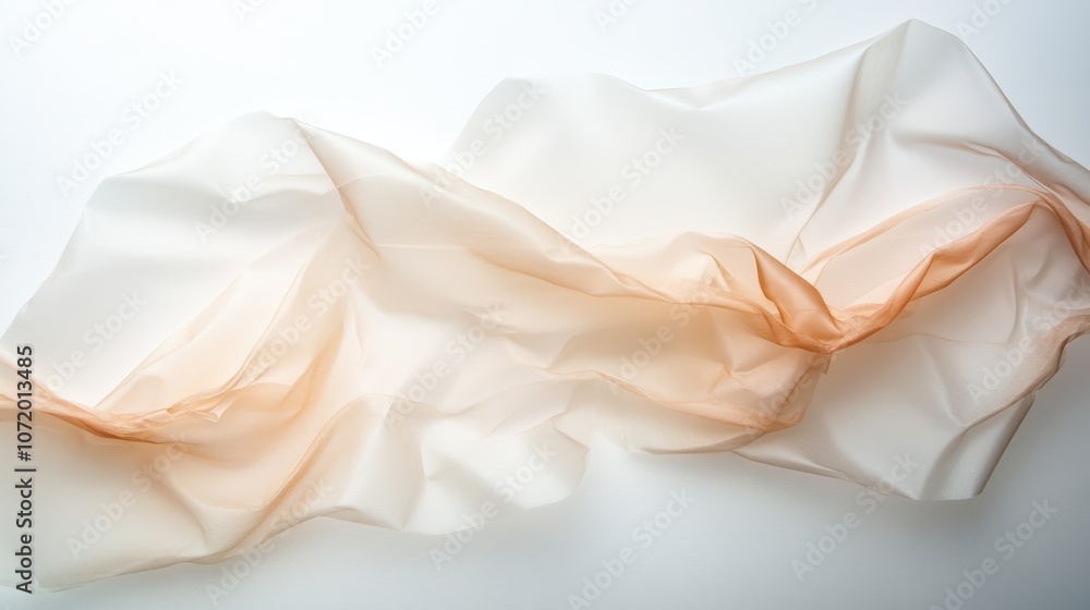 Poster Soft twirling sheets of sheer fabric create a breathtaking visual, blending elegance and fluidity in a contemporary abstract form, emphasizing gentle movement.