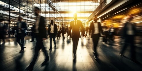 Trade Fair Atmosphere with Blurred Figures