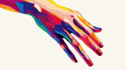 Naklejka premium Vibrant Manicure on Relaxed Hands with Colorful Design