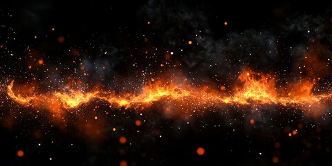 Fototapeta premium Captivating fire embers floating against a black backdrop.