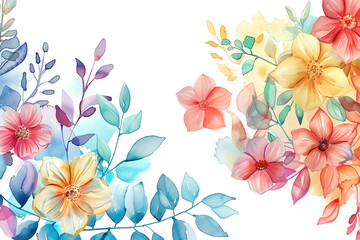 Obraz premium Watercolor flowers background, abstract flowers made from watercolor paint splashes isolated on white