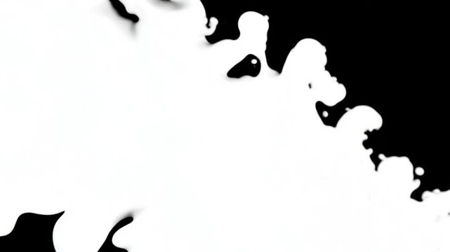 ink dropping splash white silhouette with negative space cutout shape smooth 4k video motion footage