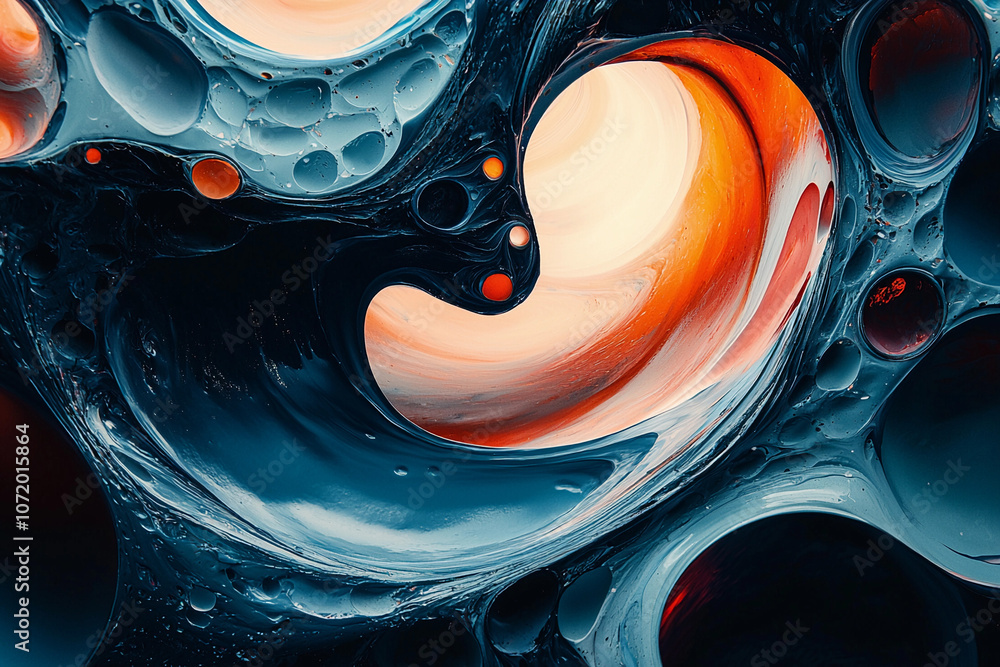 Poster abstract colorful swirl of liquid art with vibrant patterns