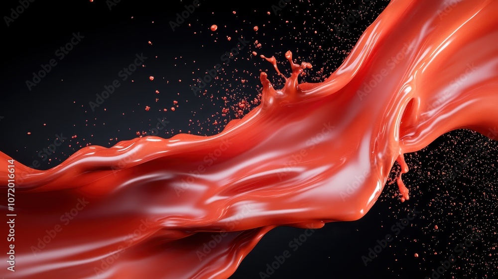 Poster an energetic and vibrant image of swirling red liquid bursting with energy and dynamism, creating a 
