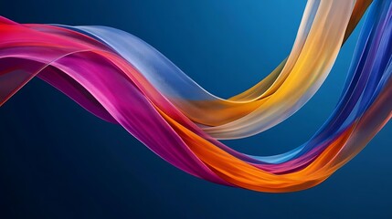 Fototapeta premium Abstract colorful wavy lines on blue background.