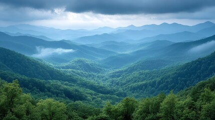 Obraz premium Misty Mountain Range Landscape