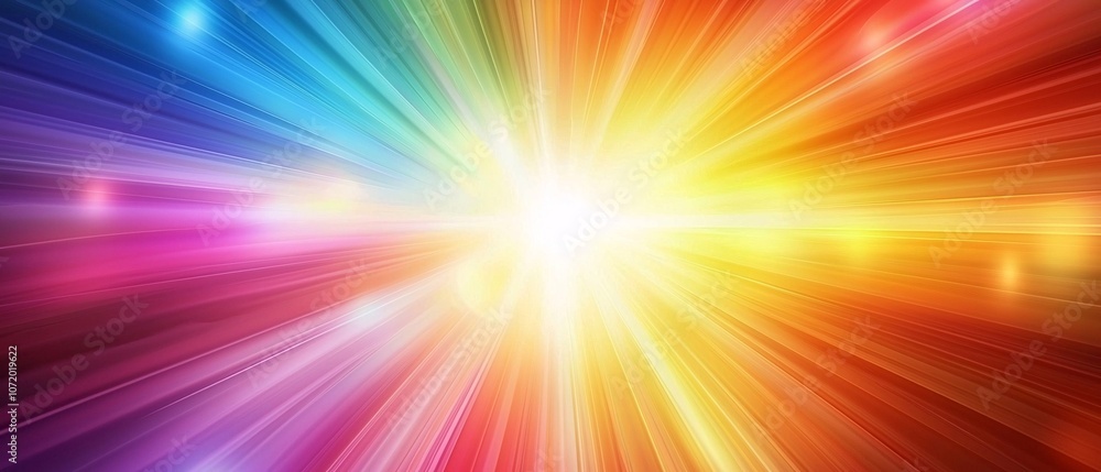 Poster a vibrant burst of colors radiating outward, creating a dynamic and energetic visual experience. ide