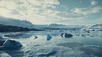 Fototapeta premium A large body of water with ice floating on top