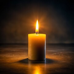 Candle Illuminating a Dark Room