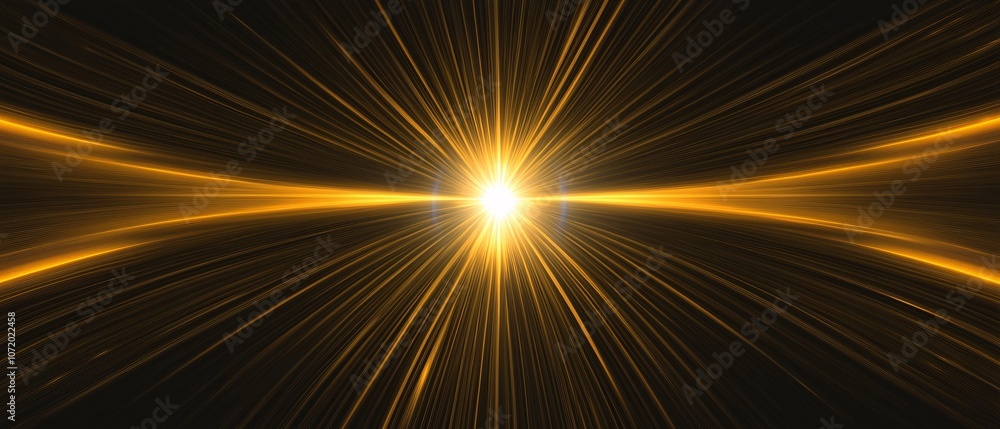 Poster a stunning burst of golden light radiating from a central point, creating a dynamic sense of energy 